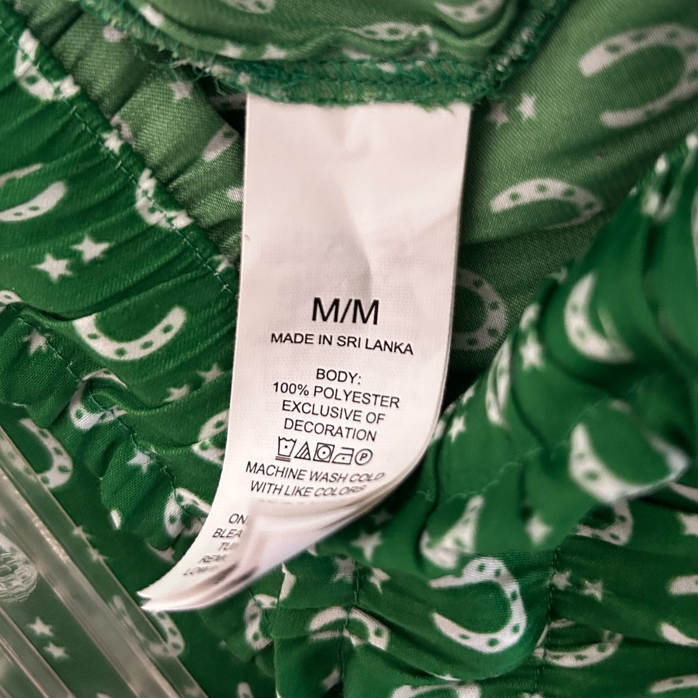 Kate Spade Charming Allover Print Green Pajama Set Elastic Waist Women Size M/M - Picture 8 of 16